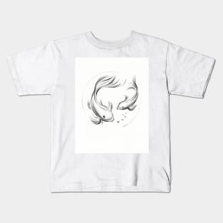 Good Luck Koi - Koi Fish Charcoal Pencil Drawing Kids T-Shirt